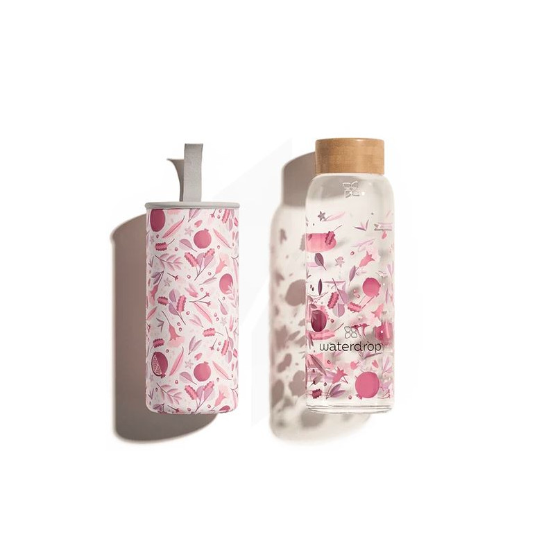 Waterdrop Glass Bottle - 400ml Pink