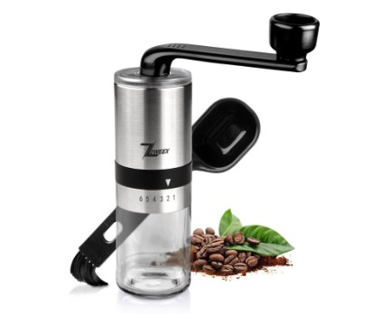 Zweex Coffee Grinder Manual Stainless Steel Hand Coffee Grinder Brush Incl. Bag