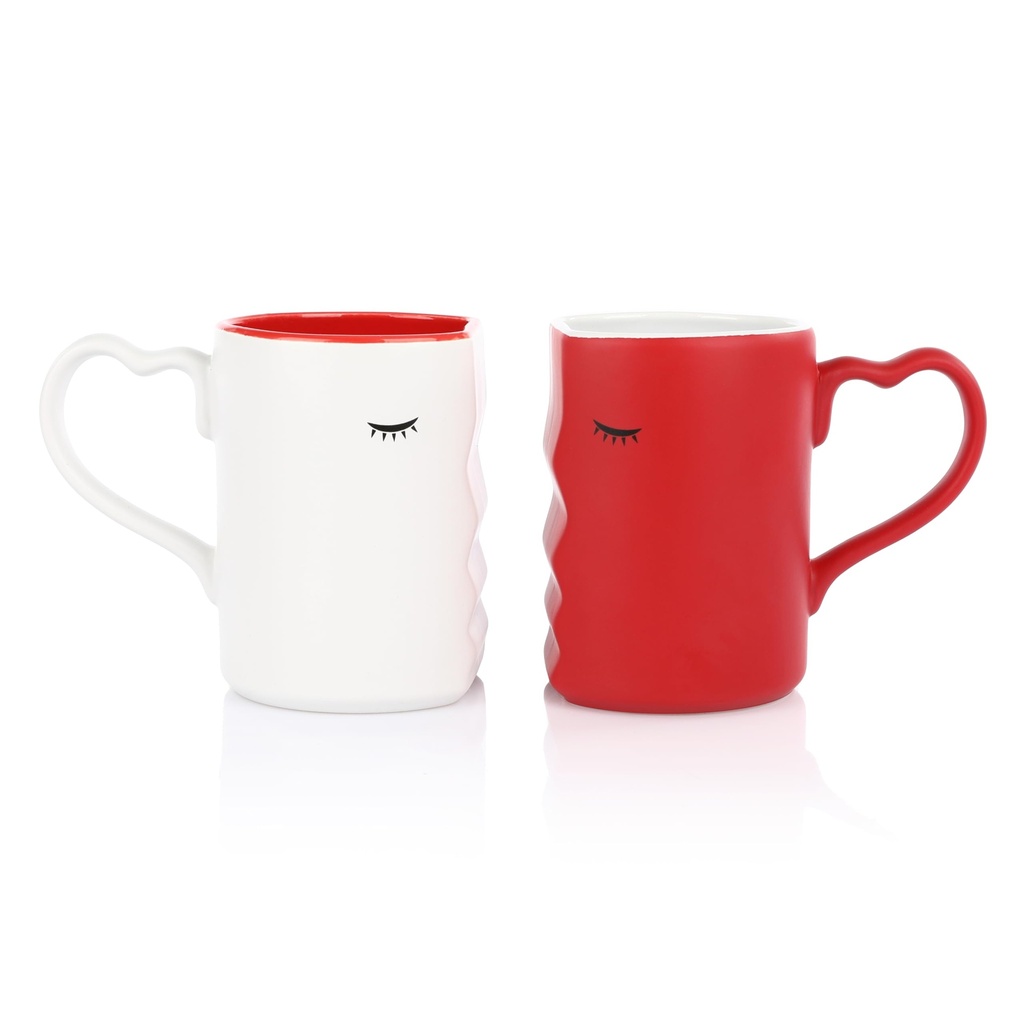 FunX Kissing Mug Set of 2 - Coffee Cup Present for Women, Men and Bridal Couples for Wedding,