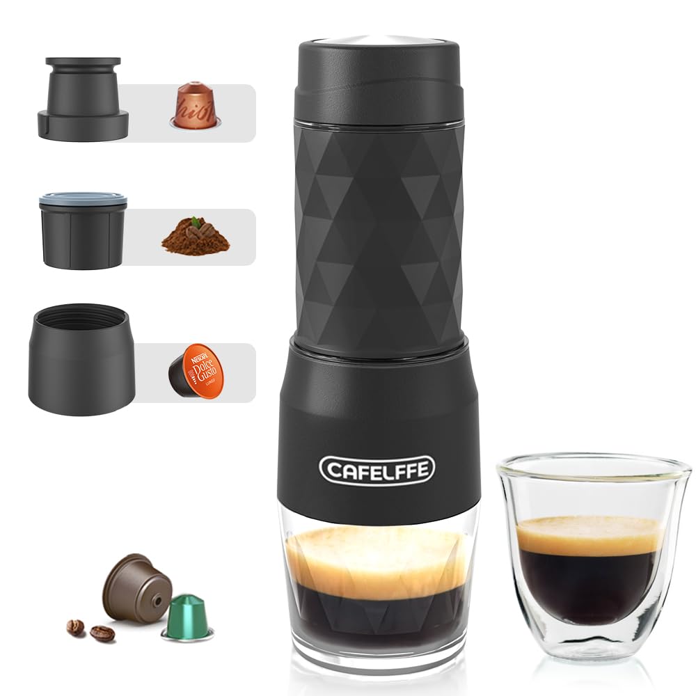 Portable Espresso Maker, Upgrade Version of DG Capsule, 18 Bar Pressure, Mini Manually Operated Travel Coffee Maker. Perfect for Camping、Busines