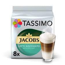 TASSIMO coffee Capsules Jacobs Latte Macchiato Less Sweet - 8 Milk + 8 Espresso
