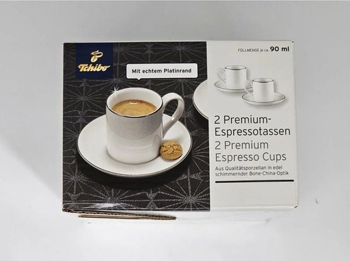 Tchibo-Espresso cups white with platinum rim-1pcs with saucer
