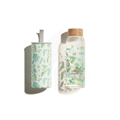Waterdrop Glass Bottle - 400ml Green