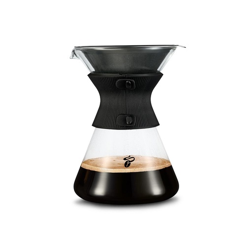 Tchibo Pour Over, filter coffee maker, stainless steel permanent filter, borosilicate glass, silicone sleeve
