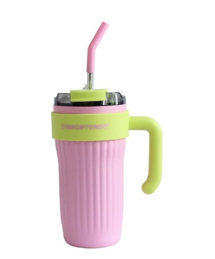 TALI Stainless Steel Tumbler with Lids and Straws Travel Mug Cups 860ML -pink