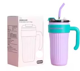 TALI Stainless Steel Tumbler with Lids and Straws Travel Mug Cups 860ML -seal