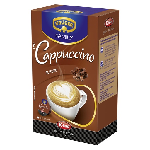 KRUGER Cappuccino Chocolate Coffee Capsules, Compatible with K-fee Capsule Machines 16 Capsule