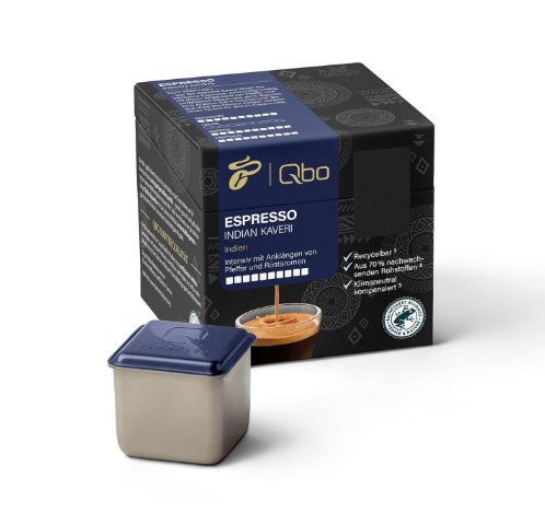Tchibo Qbo Espresso Indian Kaveri Premium Coffee Capsules, Pack of 8 (Espresso, Intensity 10/10